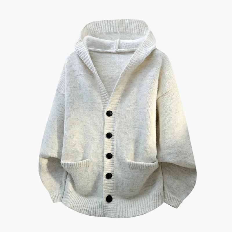 Herren Kapuzen-Strickjacke mit Knopfleiste – Lässiger Cardigan für Alltag und Freizeit