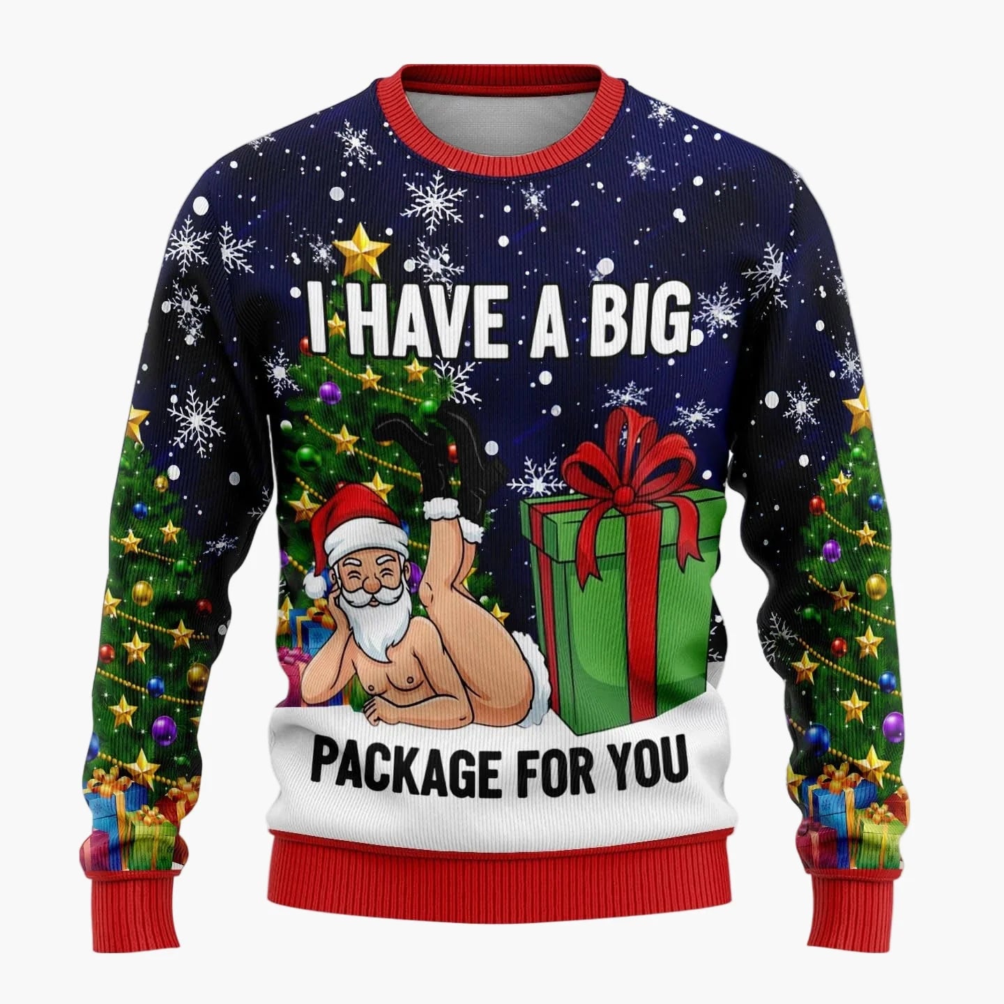 Herren Lustiger Weihnachts-Pullover mit frechem Santa-Motiv – Perfekt für Weihnachtsfeiern & Ugly Christmas Sweater Partys