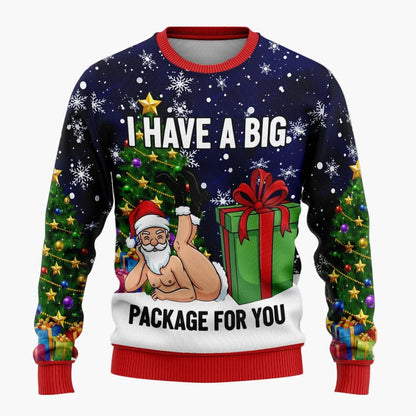 Herren Lustiger Weihnachts-Pullover mit frechem Santa-Motiv – Perfekt für Weihnachtsfeiern & Ugly Christmas Sweater Partys