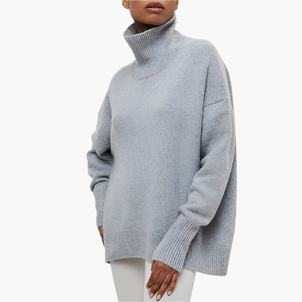 Damen Pullover mit Rollkragen und voluminösen Ärmeln – Eleganter Style für Alltag und Büro
