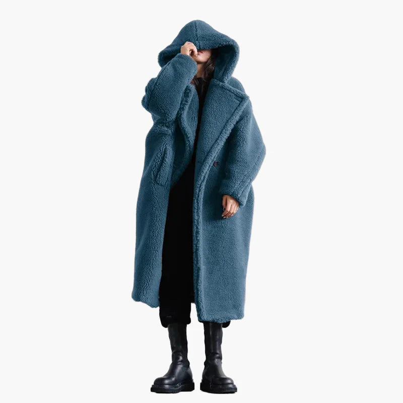 Damen Oversize Teddy Mantel mit Kapuze – Urban Streetwear Winterjacke