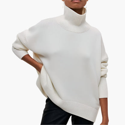 Damen Pullover mit Rollkragen und voluminösen Ärmeln – Eleganter Style für Alltag und Büro