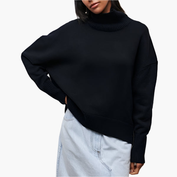 Damen Pullover mit Rollkragen und voluminösen Ärmeln – Eleganter Style für Alltag und Büro