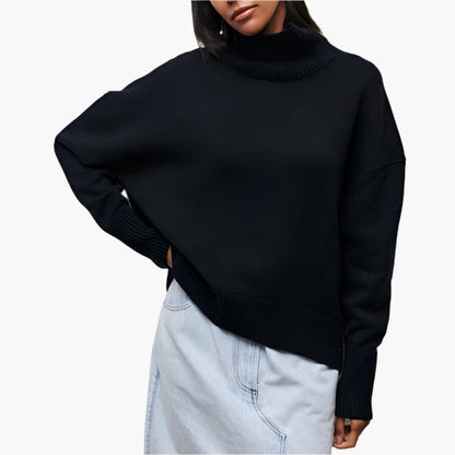 Damen Pullover mit Rollkragen und voluminösen Ärmeln – Eleganter Style für Alltag und Büro