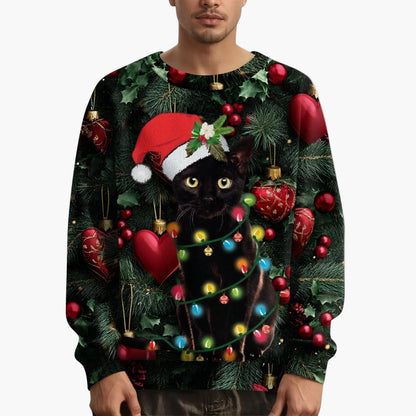 Herren Weihnachtspullover mit Katzenmotiv und festlichem Design – Lustiger Weihnachts-Sweater für Weihnachten und Winter