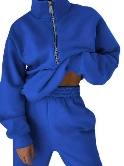 Damen Zweiteiler Freizeit Jogginganzug mit Reißverschluss – Komfortabler Trainingsanzug für Sport und Alltag
