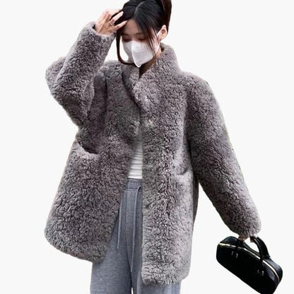 Damen Teddyfell Winterjacke Lässig Oversized Warm Modisch