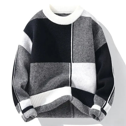 Herren Strickpullover mit modernem geometrischen Design – Lässiger Stil für Alltag und Freizeit