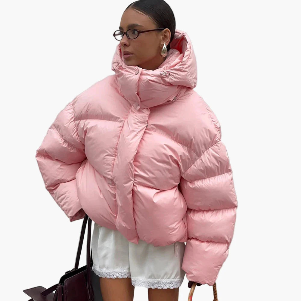 Damen Oversized Steppjacke mit Kapuze – Modische Winterjacke für Alltag und Freizeit