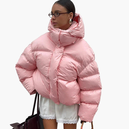 Damen Oversized Steppjacke mit Kapuze – Modische Winterjacke für Alltag und Freizeit