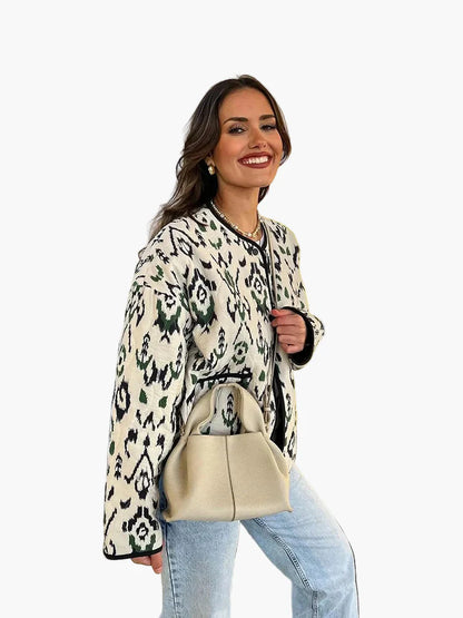 Damen Steppjacke mit Ikat-Muster – Modische Übergangsjacke, lässiger Stil für Alltag und Freizeit