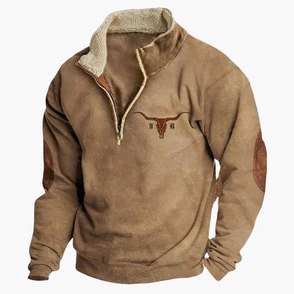 Herren Vintage Western Half-Zip Pullover mit Ethno-Muster für Outdoor und Freizeit