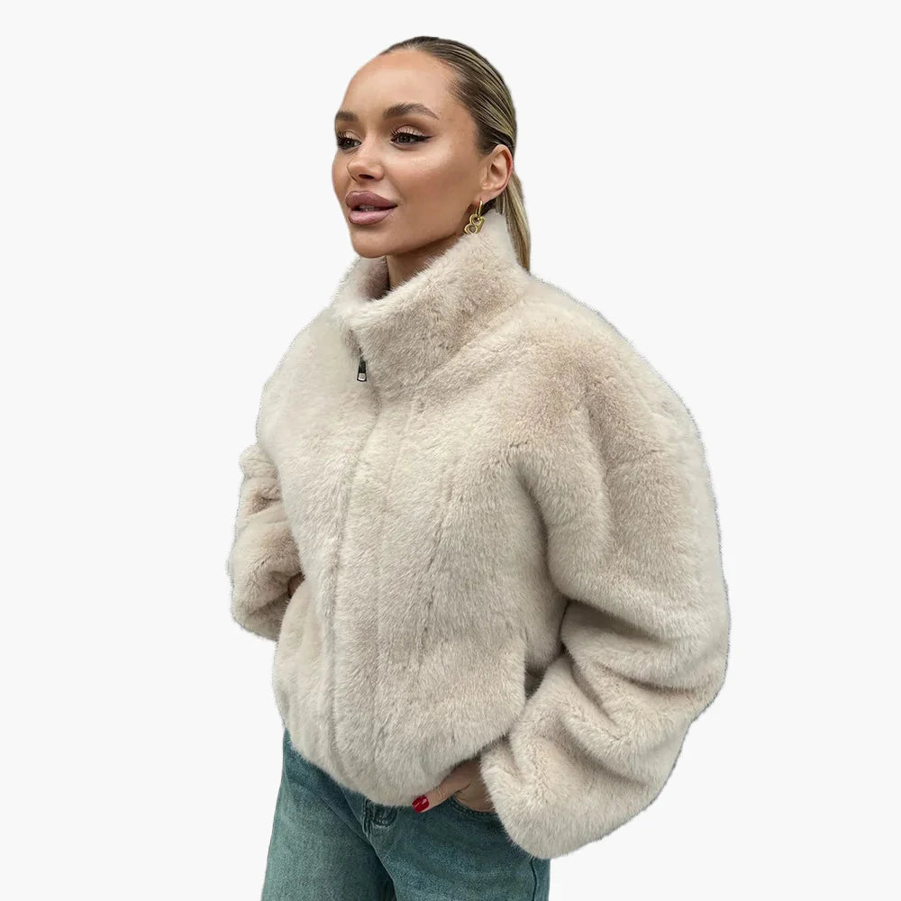 Damen Kurzjacke mit Stehkragen – Modische Oversized Übergangsjacke für Alltag und Ausgehen