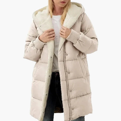 Damen Winter Steppmantel Kapuzenjacke – Langer, warmer Outdoor-Mantel mit modischem Stil