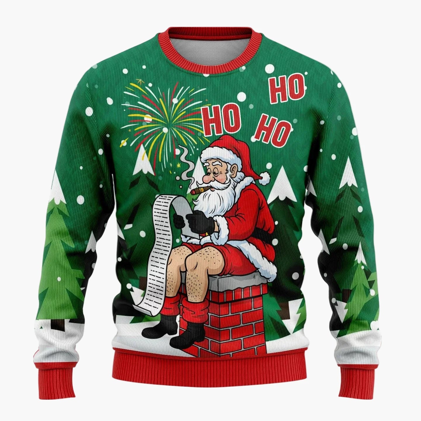 Herren Lustiger Weihnachts-Pullover mit frechem Santa-Motiv – Perfekt für Weihnachtsfeiern & Ugly Christmas Sweater Partys