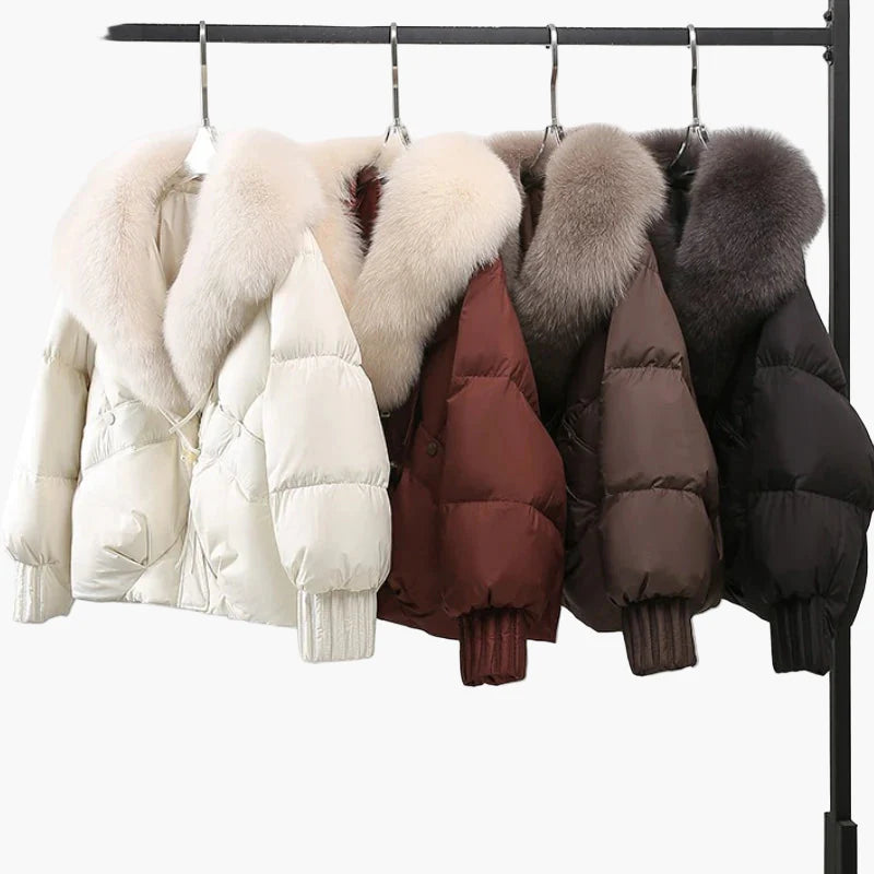 Damen Winterjacke mit großem Kunstpelzkragen, modischer Steppmantel für kalte Tage