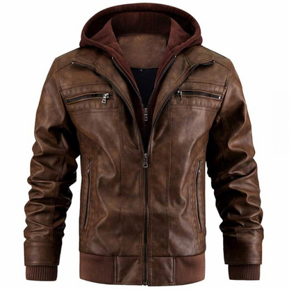 Tobin - Retro Motorradjacke Aus PU-Leder Mit Mehreren Taschen Für Herren