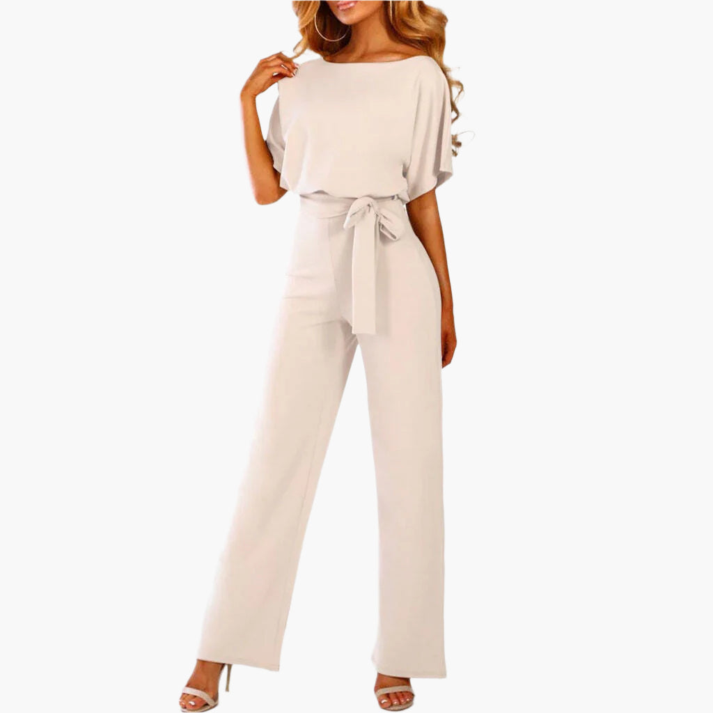 Damen Eleganter Jumpsuit mit Bindegürtel – Weites Bein, Perfekt für besondere Anlässe