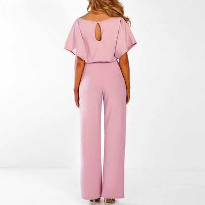 Damen Eleganter Jumpsuit mit Bindegürtel – Weites Bein, Perfekt für besondere Anlässe