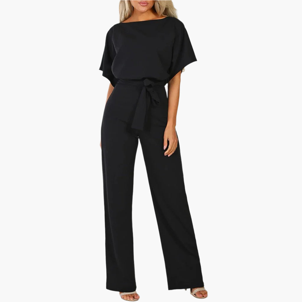Damen Eleganter Jumpsuit mit Bindegürtel – Weites Bein, Perfekt für besondere Anlässe
