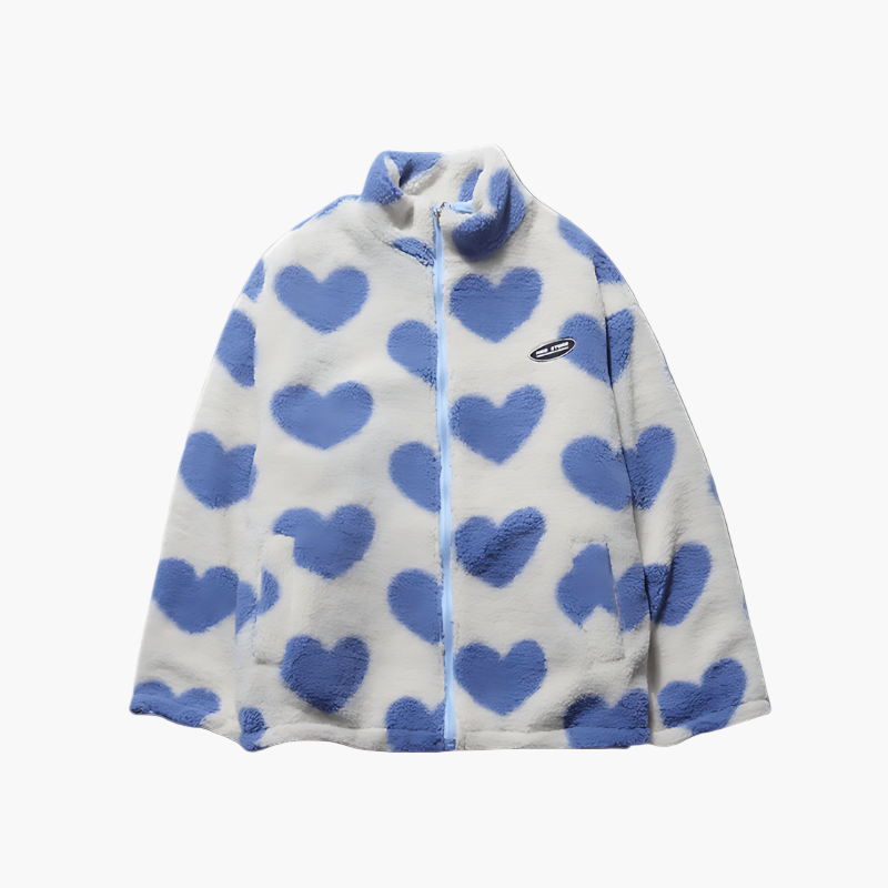 Damen Wendejacke Fleece mit Herzen – Stylische Freizeitjacke für Outdoor & Alltag