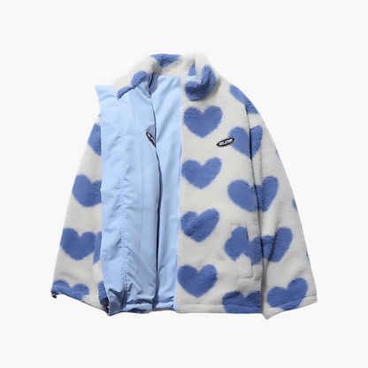 Damen Wendejacke Fleece mit Herzen – Stylische Freizeitjacke für Outdoor & Alltag