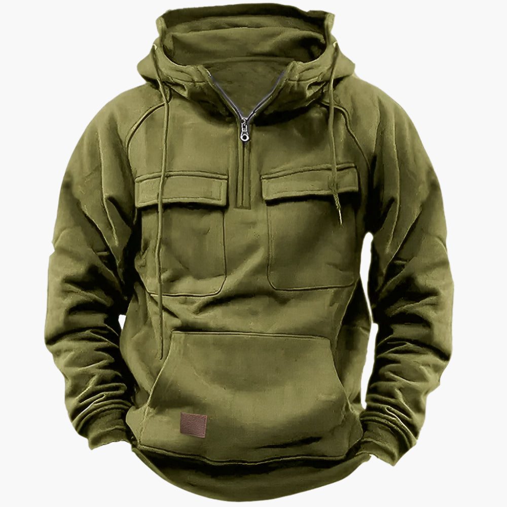 Herren Winter Hoodie mit Zipper – Militärischer Stil, Komfort für Outdoor & Alltag