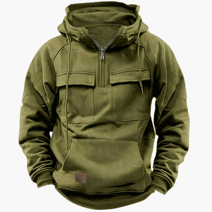 Herren Winter Hoodie mit Zipper – Militärischer Stil, Komfort für Outdoor & Alltag