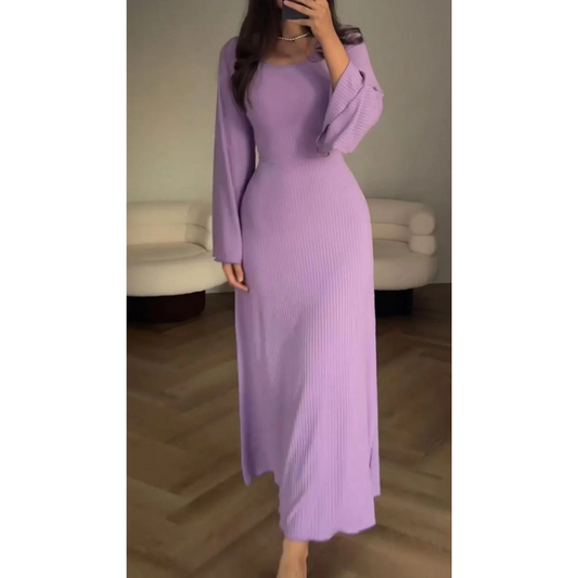 Emmeline - Elegantes Langärmeliges Fließendes Kleid Für Damen