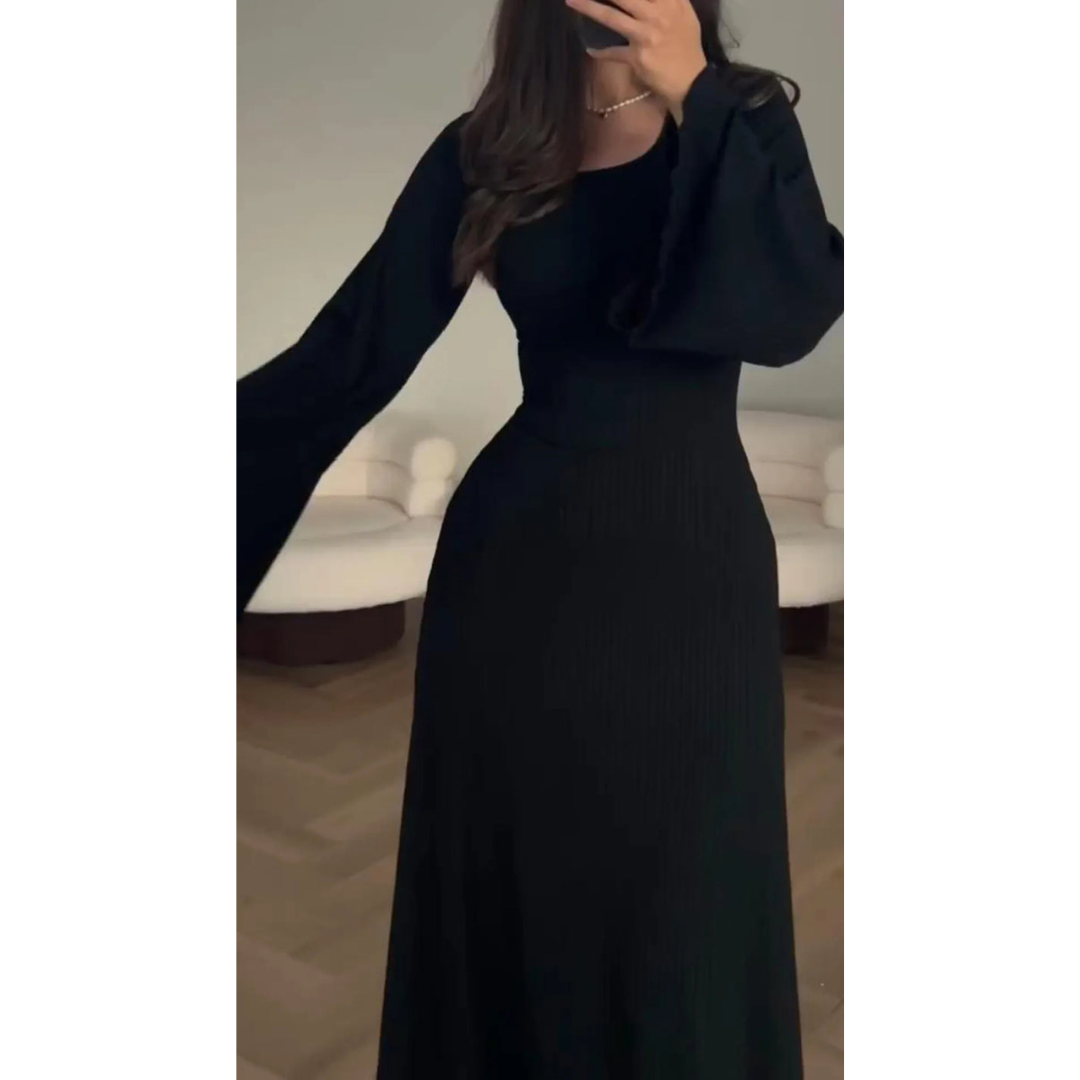 Emmeline - Elegantes Langärmeliges Fließendes Kleid Für Damen