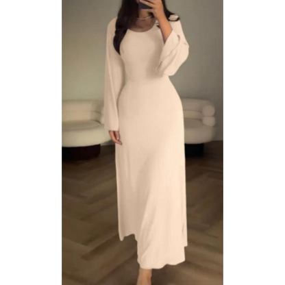 Emmeline - Elegantes Langärmeliges Fließendes Kleid Für Damen