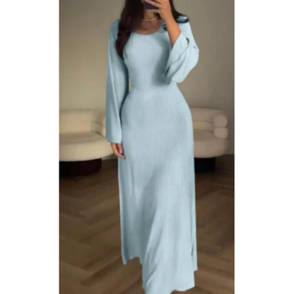 Emmeline - Elegantes Langärmeliges Fließendes Kleid Für Damen