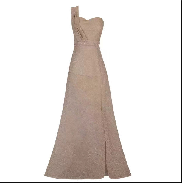 Harriet – Einseitiges ärmelloses Bronzing Split-Kleid