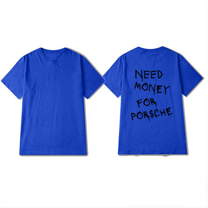 Herren T-Shirt mit Print 'Need Money for Porsche' – Lustiges Statement Shirt, Streetwear, Kurzarm