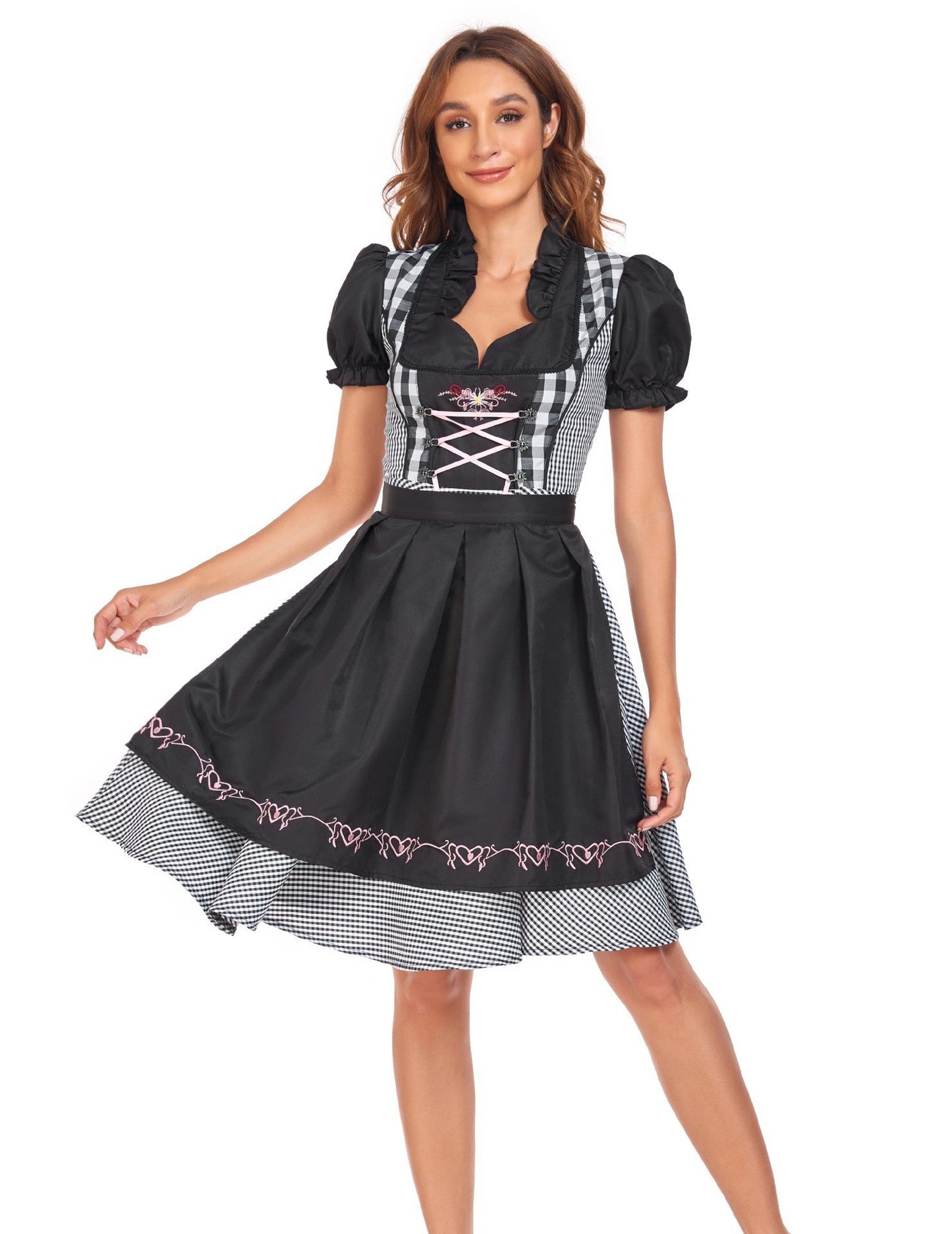 Damen Dirndl Kleid Traditionell Oktoberfest Trachtenkleid mit Schürze und Bluse – Perfekt für Volksfeste & Feiern