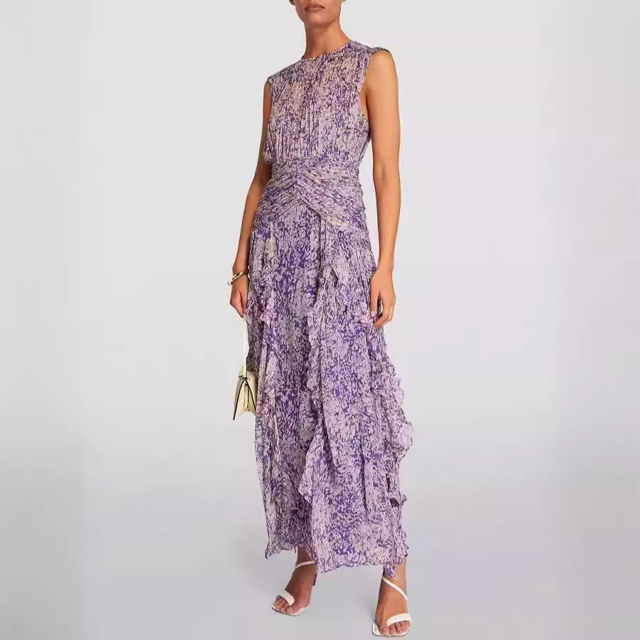 Rose – V-Ausschnitt Chiffonkleid mit schulterfreiem Design