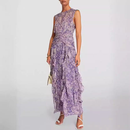 Rose – V-Ausschnitt Chiffonkleid mit schulterfreiem Design