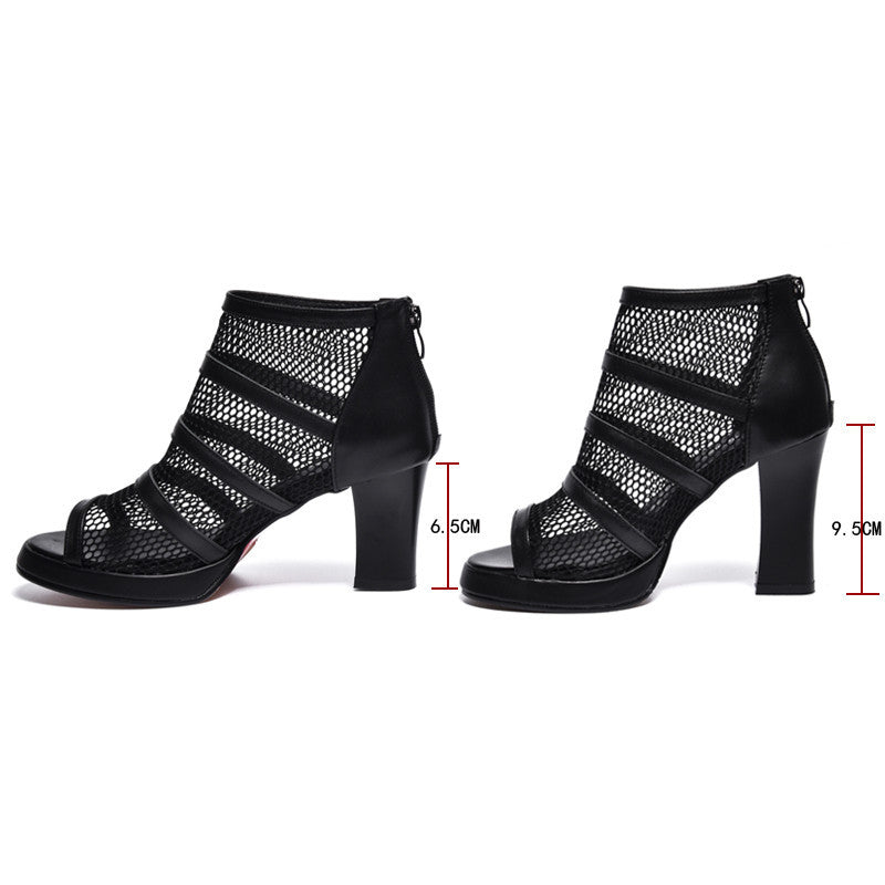 Sue – Damen Mesh High Heels mit Blockabsatz