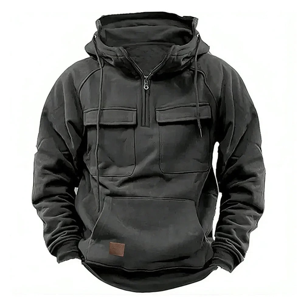 Herren Winter Hoodie mit Zipper – Militärischer Stil, Komfort für Outdoor & Alltag