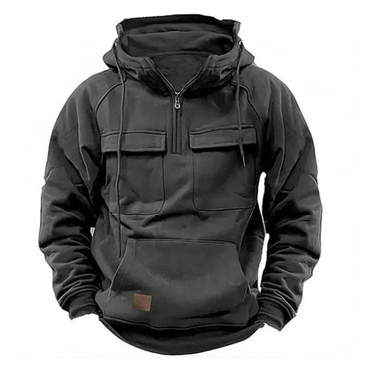 Herren Winter Hoodie mit Zipper – Militärischer Stil, Komfort für Outdoor & Alltag
