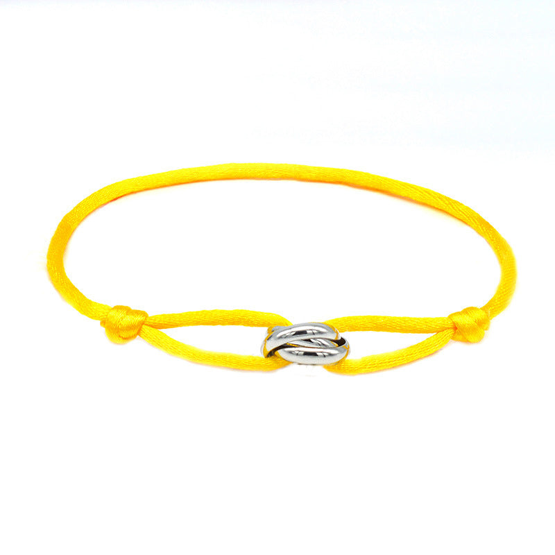 Verstellbares hellblaues Armband mit ineinandergreifenden Edelstahlringen – Unisex & Minimalistisch