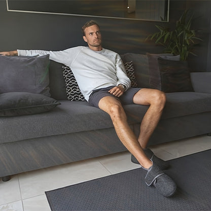 Herren Komfort-Hausschuhe mit Klettverschluss für Alltag und Freizeit