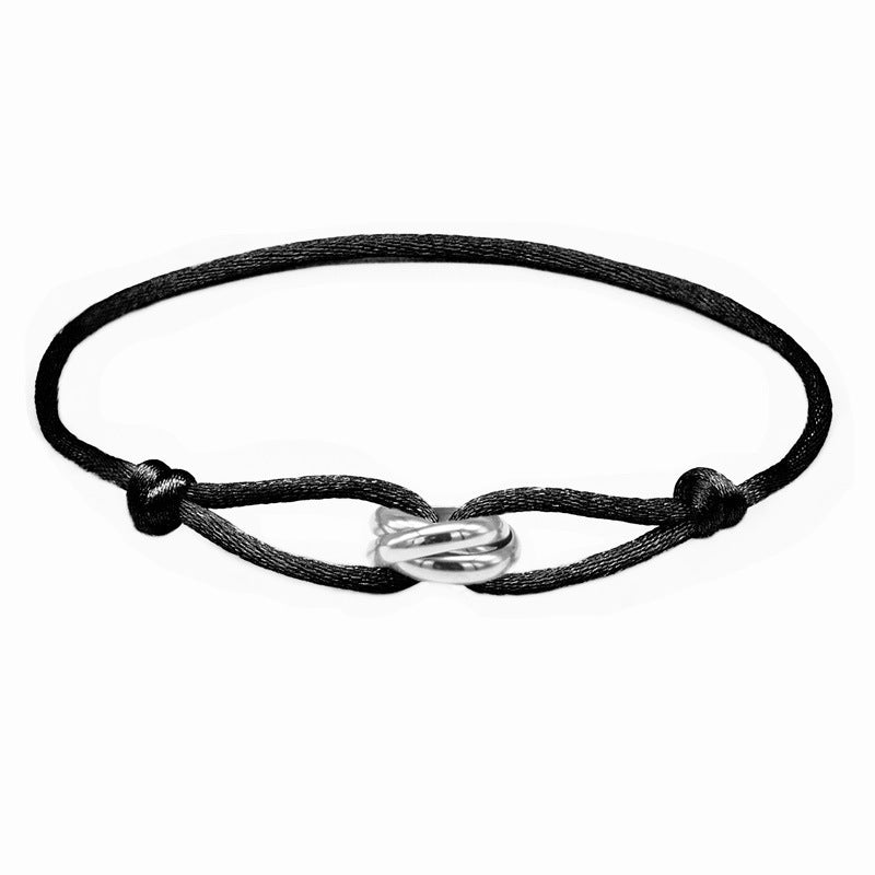 Verstellbares hellblaues Armband mit ineinandergreifenden Edelstahlringen – Unisex & Minimalistisch