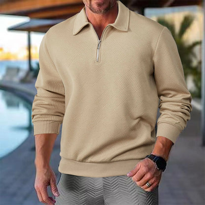 Herren Pullover im Vintage Stil mit Reißverschluss – Geometrisches Muster und moderner Freizeitlook
