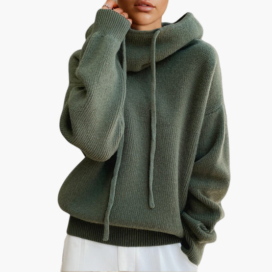 Damen Strickpullover mit Kapuze – Lässiger Hoodie für Alltag und Freizeit