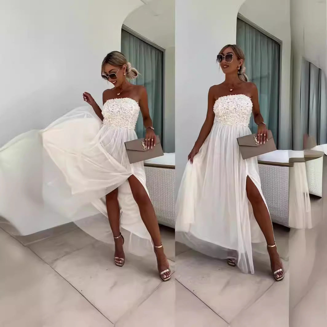 Mandy – Ärmelloses Midikleid mit dreidimensionalen Blumen