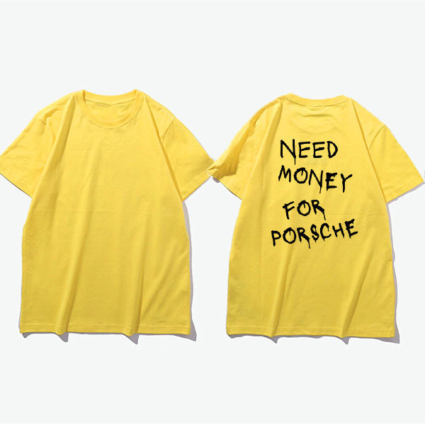 Herren T-Shirt mit Print 'Need Money for Porsche' – Lustiges Statement Shirt, Streetwear, Kurzarm