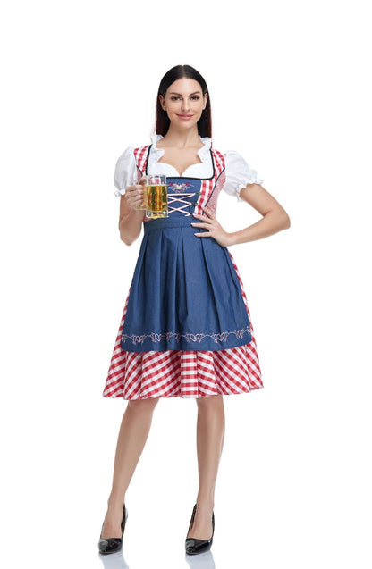 Damen Dirndl Kleid Traditionell Oktoberfest Trachtenkleid mit Schürze und Bluse – Perfekt für Volksfeste & Feiern