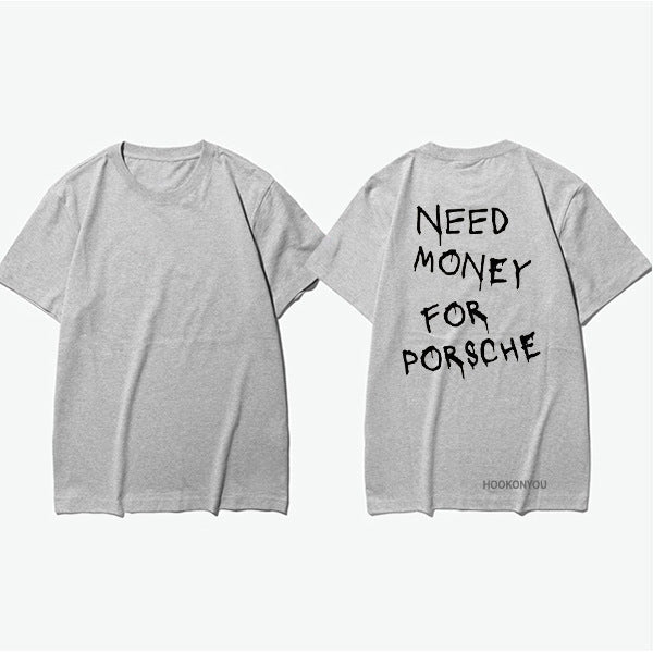 Herren T-Shirt mit Print 'Need Money for Porsche' – Lustiges Statement Shirt, Streetwear, Kurzarm