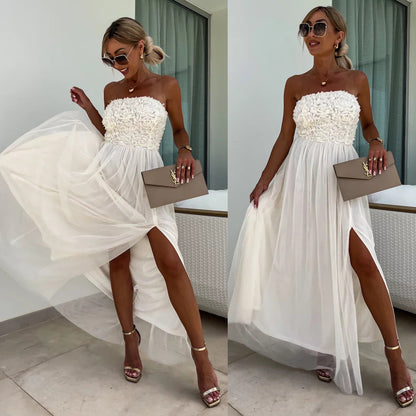 Mandy – Ärmelloses Midikleid mit dreidimensionalen Blumen